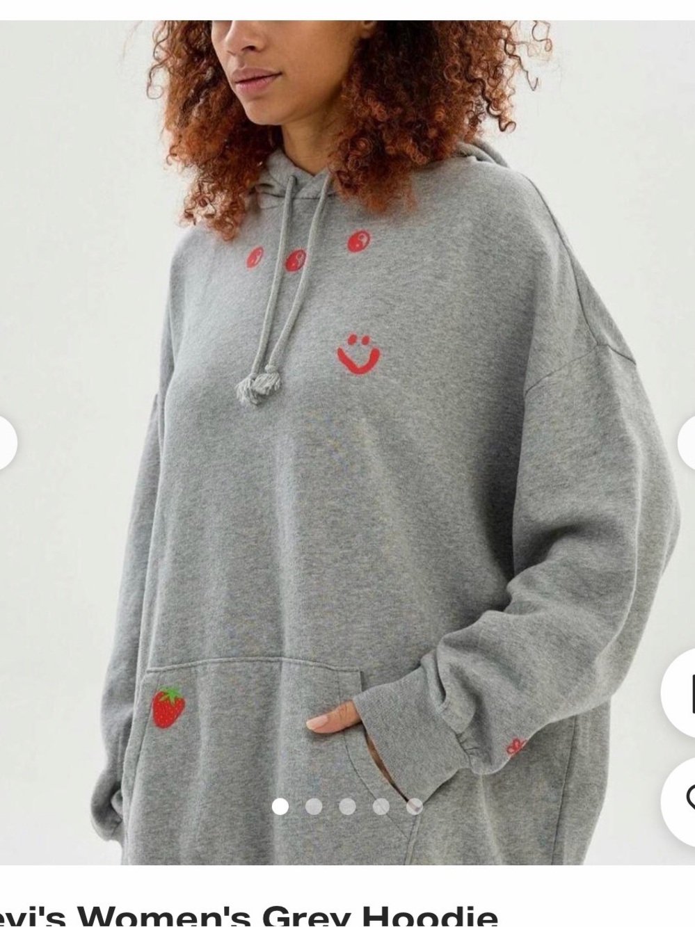 Levi's Grey oversized Sweatshirt with Red Smile & Strawberry Motifs.